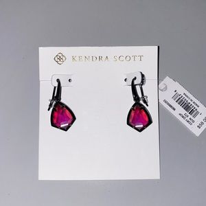 Kendra Scott Cory Drop Earrings in Gunmetal and Light Gray Dichroic Glass